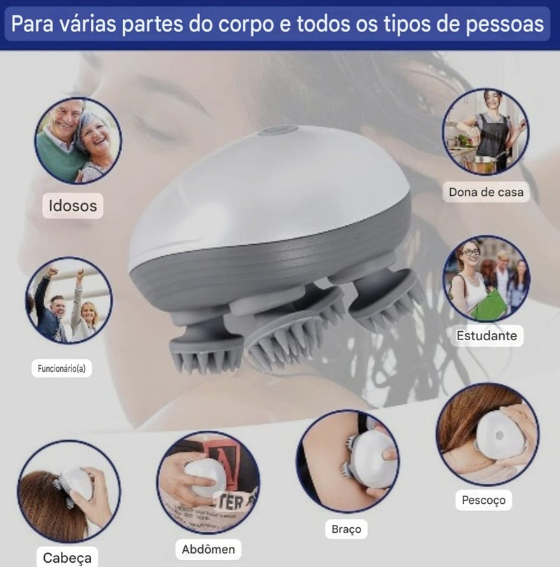 Massageador Elétrico para Couro Cabeludo e estimulador capilar Amaia Beleza