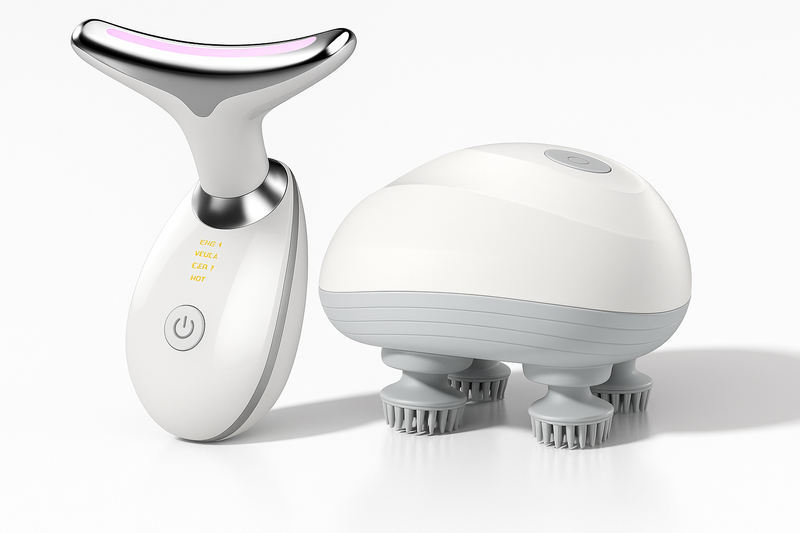 Massageador Portátil Beleza & Firmeza para Rosto e Pescoço – LED + Vibração + Fototerapia | Amaia Beleza