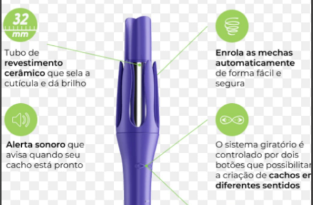 Modelador de Cachos Automático Amaia Beleza – Ferro Giratório Bivolt com Aquecimento Rápido