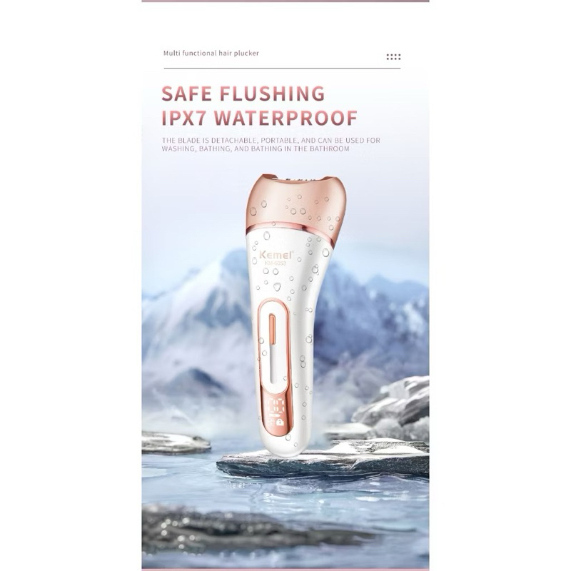 Kemei Depilador 6053 Feminino Elétrico, Barbeador Feminino, Perna Corpo Depilação Depilador KM 6053
