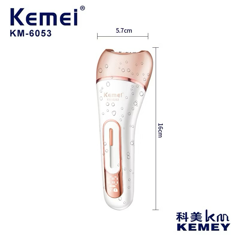 Kemei Depilador 6053 Feminino Elétrico, Barbeador Feminino, Perna Corpo Depilação Depilador KM 6053