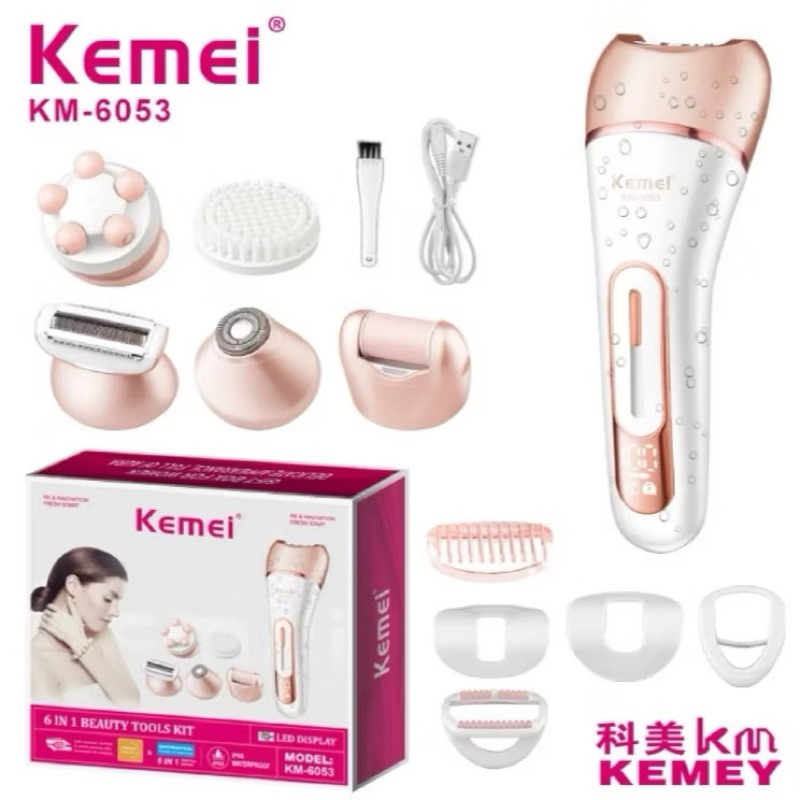 Kemei Depilador 6053 Feminino Elétrico, Barbeador Feminino, Perna Corpo Depilação Depilador KM 6053