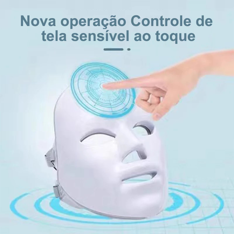 Máscara Facial LED 7 Cores Profissional – Clareia a Pele, Controla Acne e Reduz Poros para Tratamento Facial em Casa