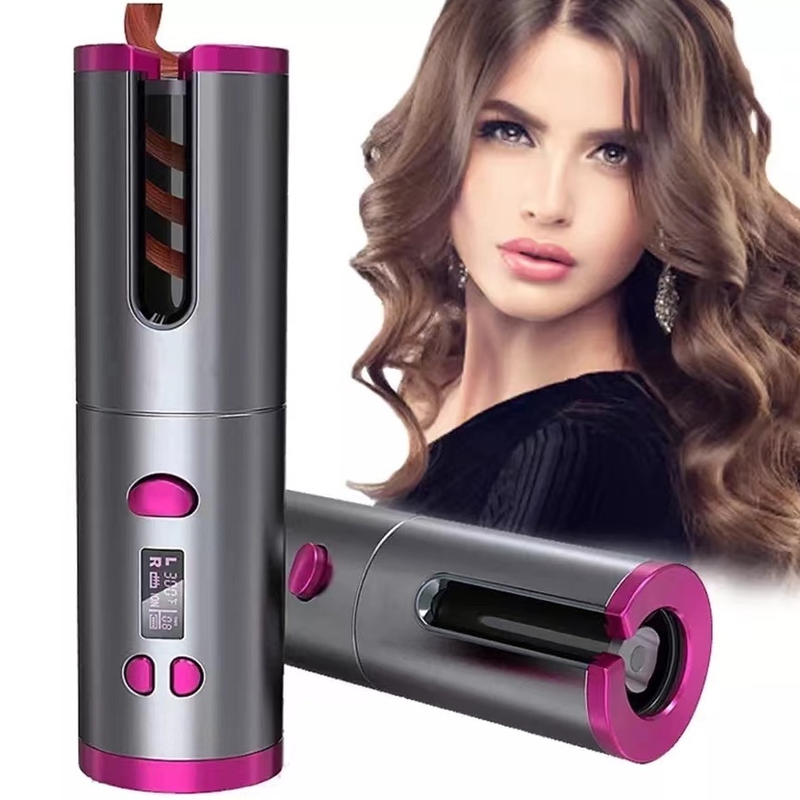 Modelador de cabelo automático sem fio com bateria recarregável de cerâmica embutida