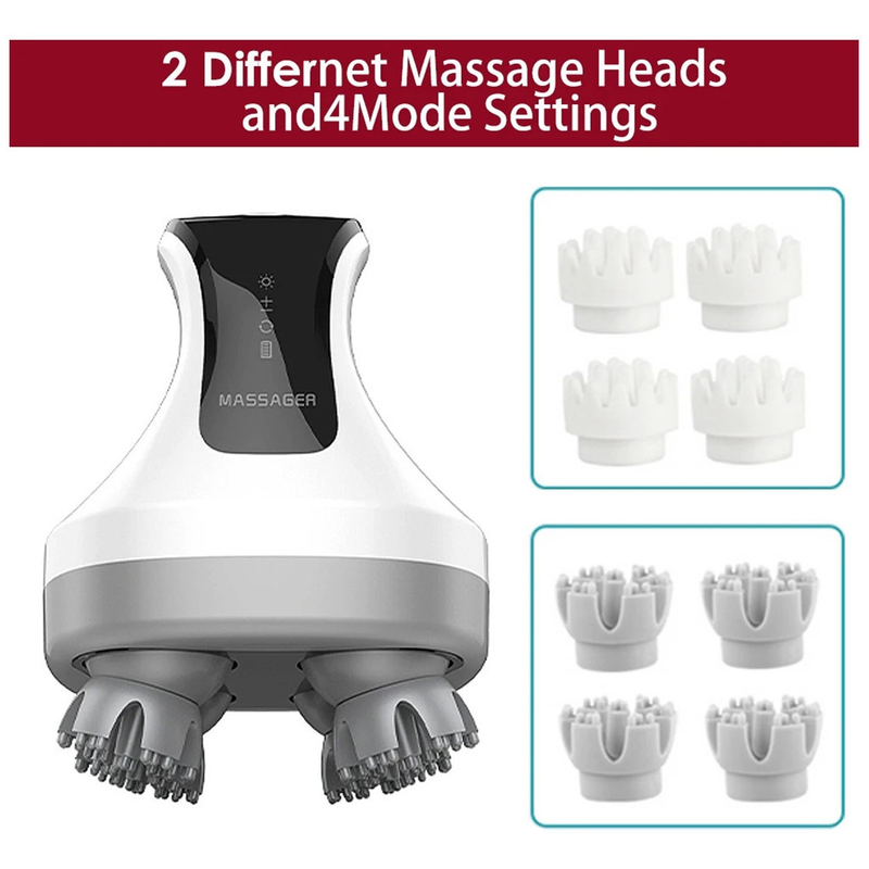 Massageador Elétrico De Couro Cabeludo À Prova D'água Ipx7