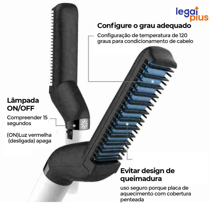 Kit cuidados masculinos - Modelador Pente Chapinha para cabelo e Barbeador Maquina cortar cabelo dragão