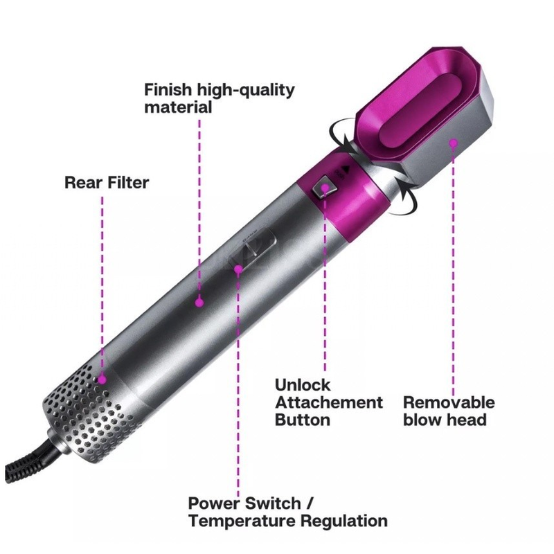 Escova 5 em 1 Secador, Pente, Modelador, Aumenta volume Profissional 110V/220V