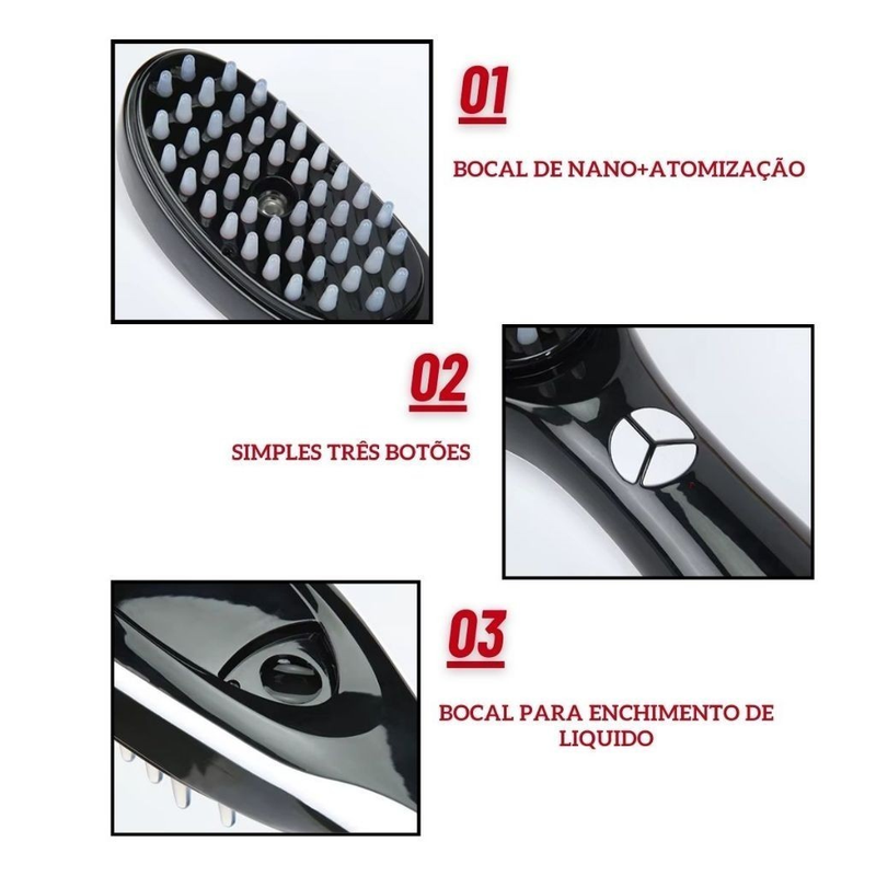 Escova Massageadora com Laser 4 em 1 – Tratamento Capilar e Antiqueda