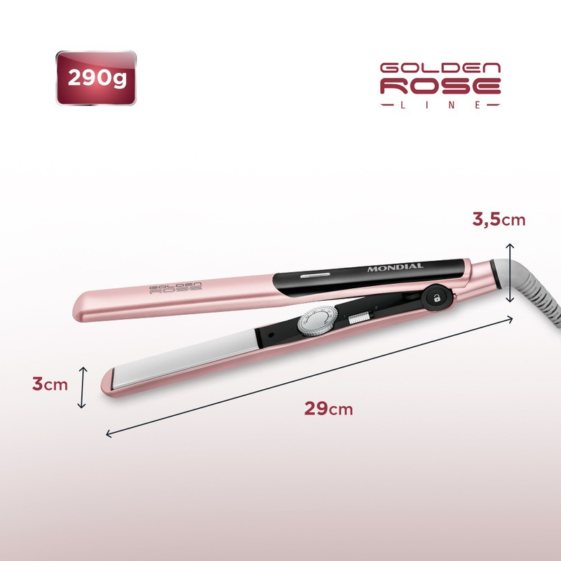 Prancha Chapinha Alisadora cabo giratório Golden Rose P-20 Mondial