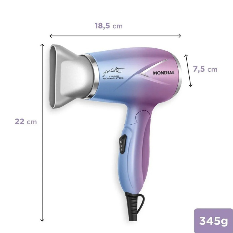 Secador de cabelo 1200W Duo Colors 4 Elementos By Juliette - SCT-JU-03 Mondial